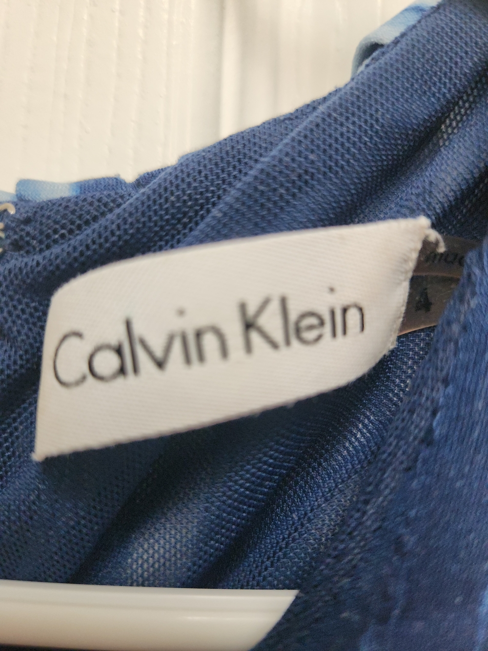 Calvin Klein Blue And White Pleated Shift Dress - Picture 3 of 7